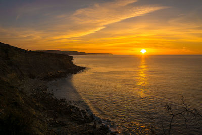 Scenic view of sea against sky during sunset