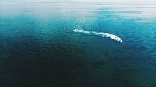 High angle view of a boat in sea