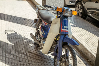 High angle view of bicycles on street