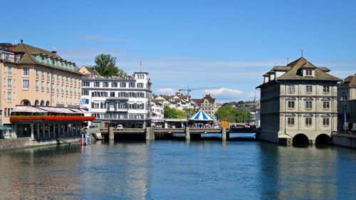 View of river with buildings in background