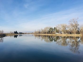 Scenic view of lake against sky