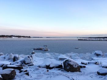 Scenic view of snow covered landscape