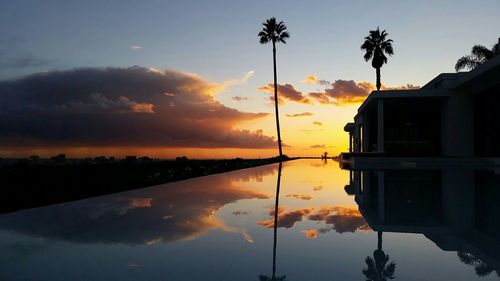 Scenic view of sea at sunset