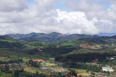 Scenic view of townscape against sky