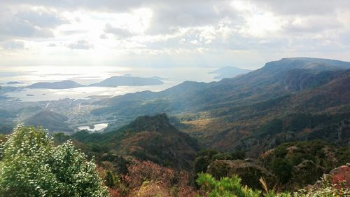 Scenic view of mountains against sky