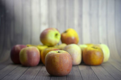 Close-up of apples on table