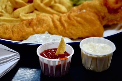 Close-up of food on table