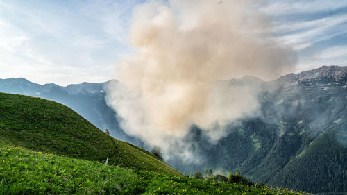 Scenic view of mountains against sky