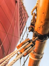 Low angle view of ship rigging