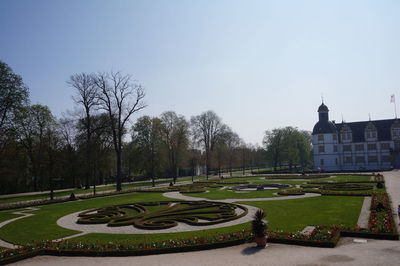 Trees in park against sky