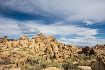 Panoramic view of rocky mountains against sky