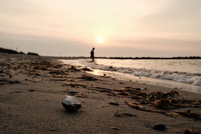 Scenic view of beach during sunset