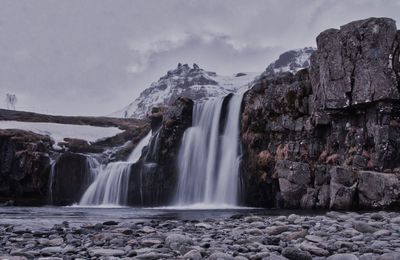 Scenic view of waterfall