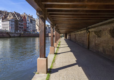 Sunny waterside impression of strasbourg, a city at the alsace region in france