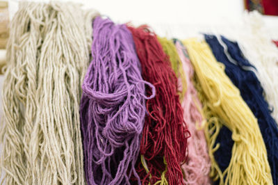 Close-up of multi colored threads