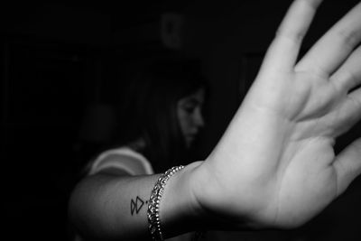 Close-up of woman hand