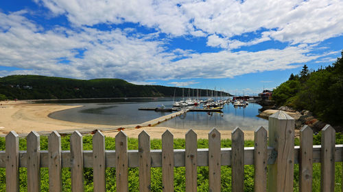 Scenic view of sea against cloudy sky