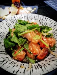 Close-up of meal served in plate on table