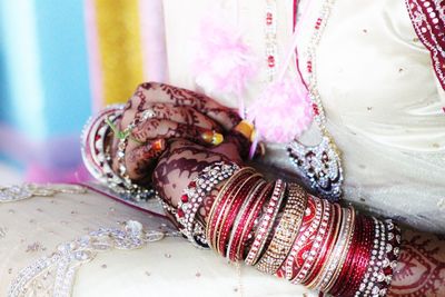 Midsection of bride in traditional clothing