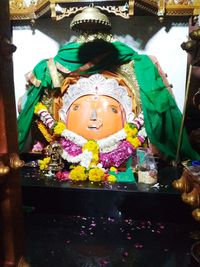 Close-up of buddha statue in temple