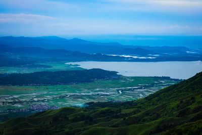 High angle view of landscape against sky