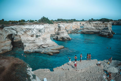 A great view on faraglioni di sant'andrea in puglia