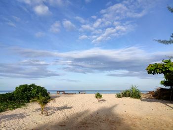 Scenic view of beach against sky