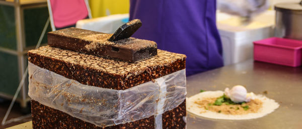 Close-up of cake on table