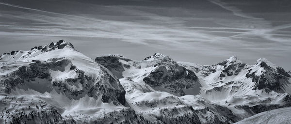 Scenic view of snow covered mountain range