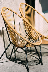Close-up of empty chairs