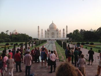 Tourists in front of historic building