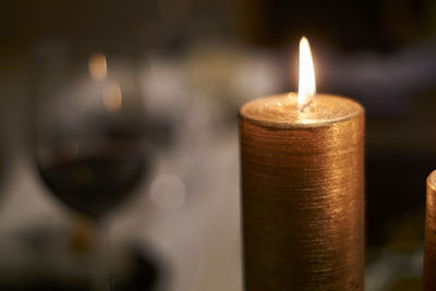 Close-up of burning candle