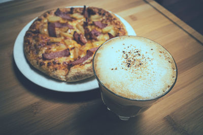 High angle view of breakfast on table