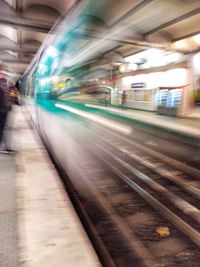 Blurred motion of train at night