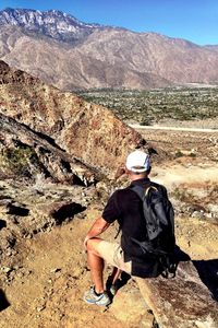 Rear view of man on mountain