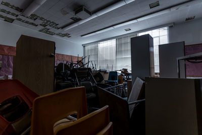 View of chairs in abandoned building