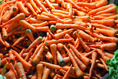 Full frame shot of carrots at market