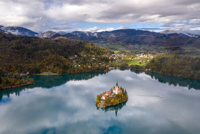 Scenic view of lake bled