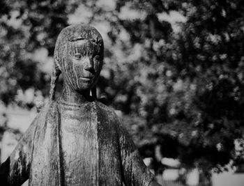 Close-up of statue against trees