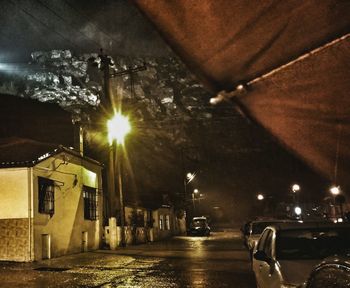 Illuminated street light at night