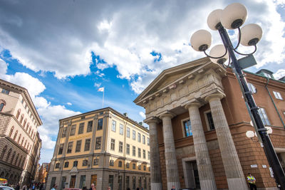 Low angle view of buildings against sky