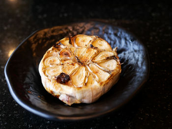 High angle view of dessert in plate