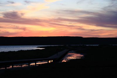 Silhouette landscape against sky during sunset