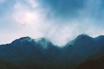 Scenic view of mountain range against sky