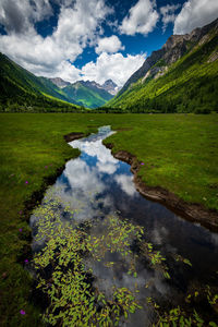 Scenic view of lake against sky