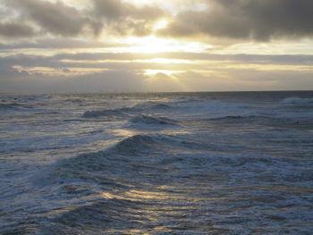 Scenic view of sea against sky during sunset