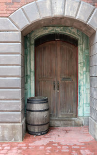 Open door of old building