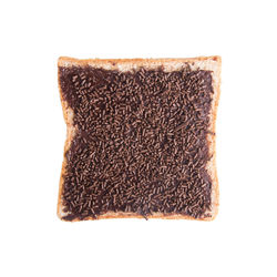 Close-up of bread against white background