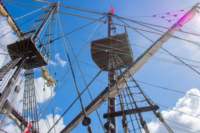 Low angle view of sailboat against sky