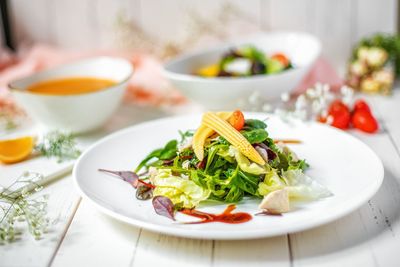 Close-up of meal served in plate